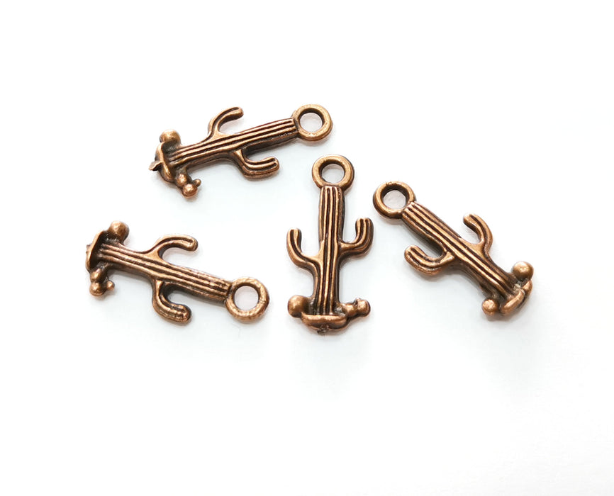 10 Cactus Charms Antique Copper Plated Charms (20x9mm)  G18249