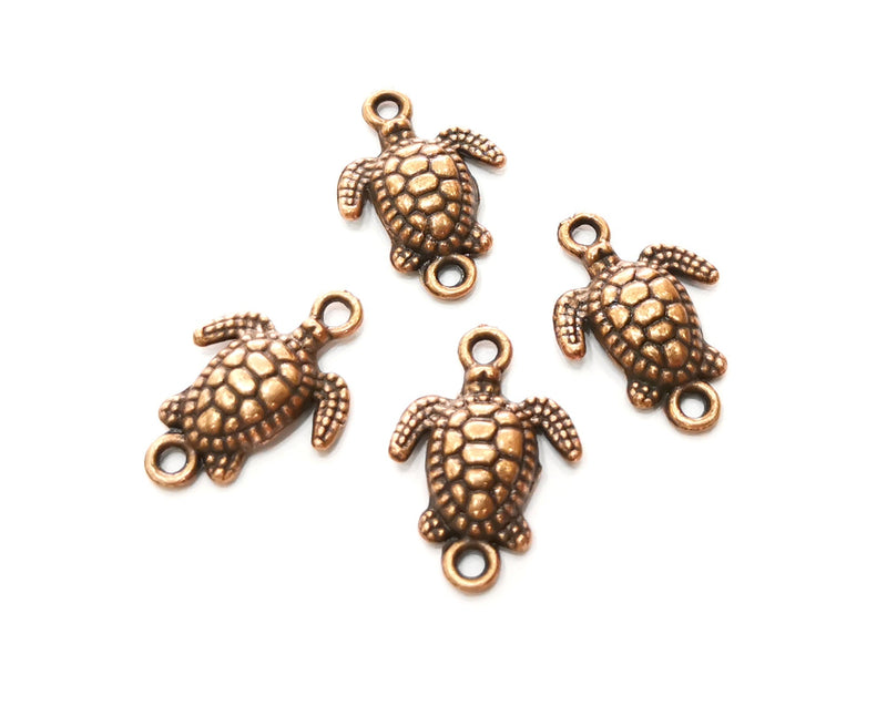 10 Sea Turtle Charms Connector Antique Copper Plated Charms (20x14mm)  G18263
