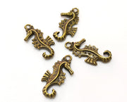 10 Seahorse Charms Antique Bronze Plated Charms (28x13mm)  G18264