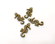 10 Seahorse Charms Antique Bronze Plated Charms (28x13mm)  G18264