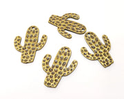 4 Hammered Cactus Charms Antique Bronze Plated Charms (30x23mm)  G18266