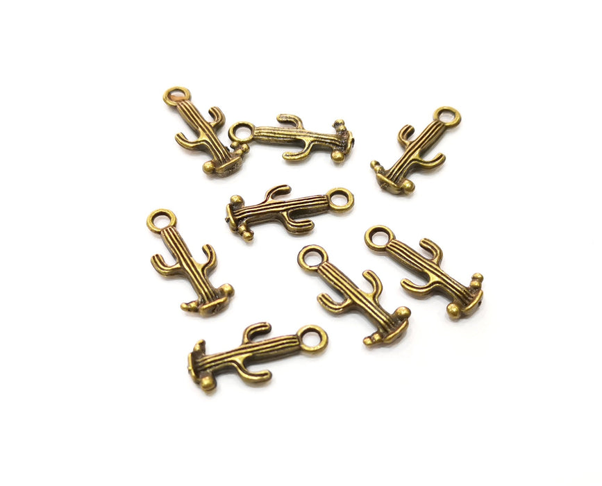 10 Cactus Charms Antique Bronze Plated Charms (20x9mm)  G18267