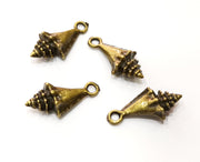 10 Conch Sea Shell Charms Antique Bronze Plated Charms (22x11mm)  G18269