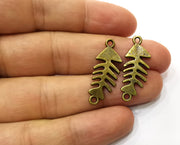 10 Fish bone Charms Connector Antique Bronze Plated Charms (31x12mm)  G18270