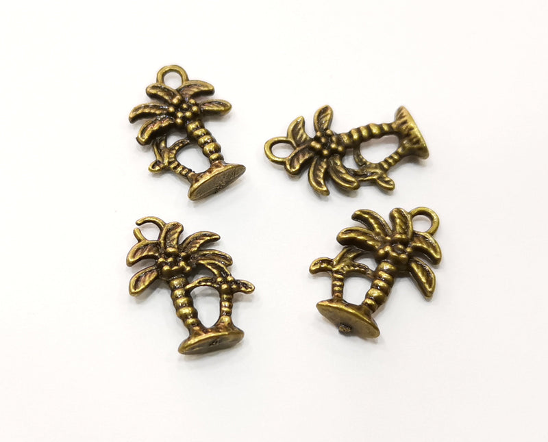 10 Palm Tree Charms Antique Bronze Plated Charms (17x12mm)  G18271