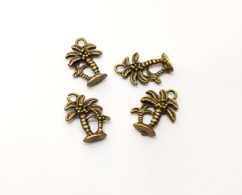 10 Palm Tree Charms Antique Bronze Plated Charms (17x12mm)  G18271