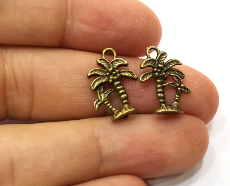 10 Palm Tree Charms Antique Bronze Plated Charms (17x12mm)  G18271