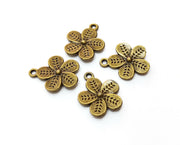 10 Flower Charms Antique Bronze Plated Charms (19x16mm)  G18275
