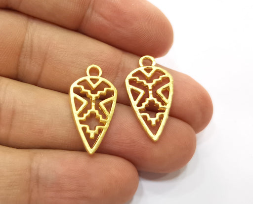 4 Gold Charms Gold Plated Charms (24x13mm)  G18731