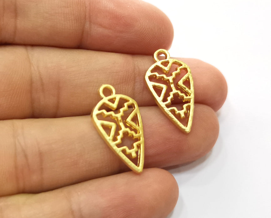 4 Gold Charms Gold Plated Charms (24x13mm)  G18731