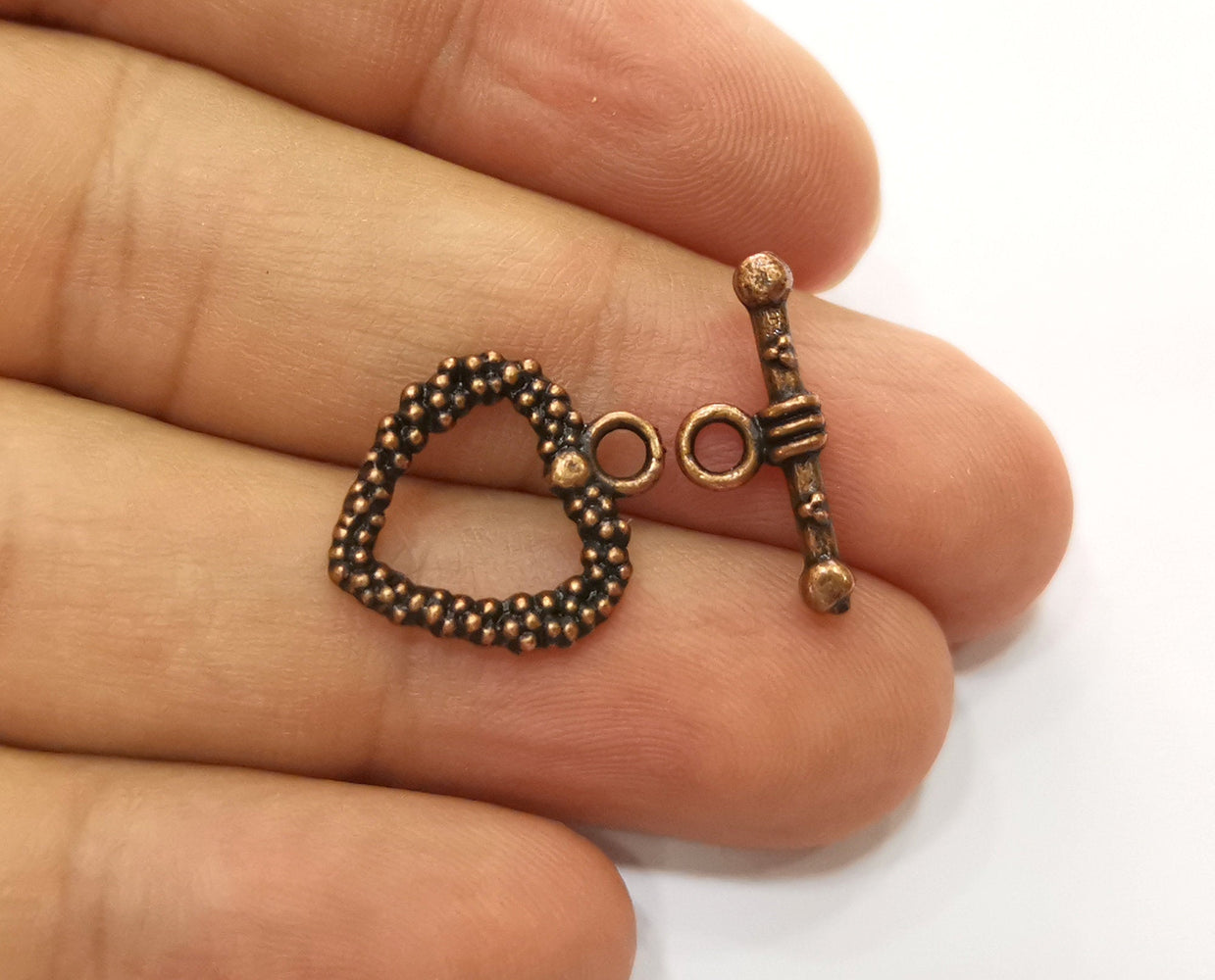 Heart Toggle Clasps 10 sets Antique Copper Plated Toggle Clasp Findings 19x16mm+19x8mm  G18733