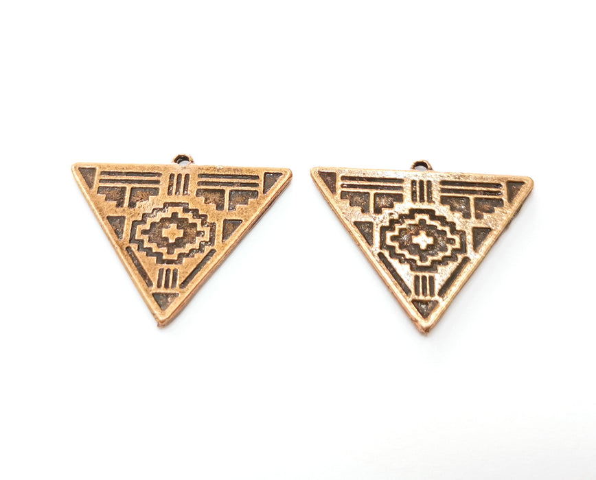 2 Triangle Charms Antique Copper Plated Charms (33x25mm)  G18734