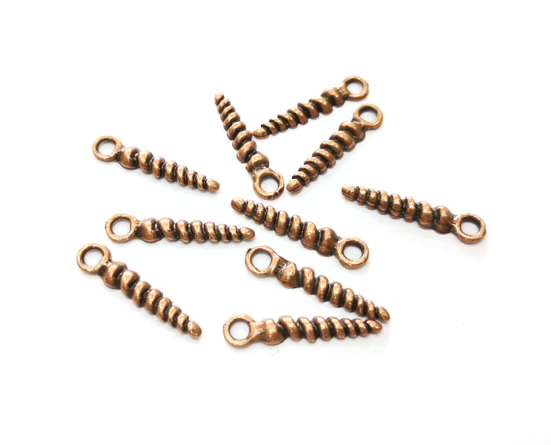 10 Copper Twisted Spike Charms Antique Copper Plated Charms (25x5mm) G18738