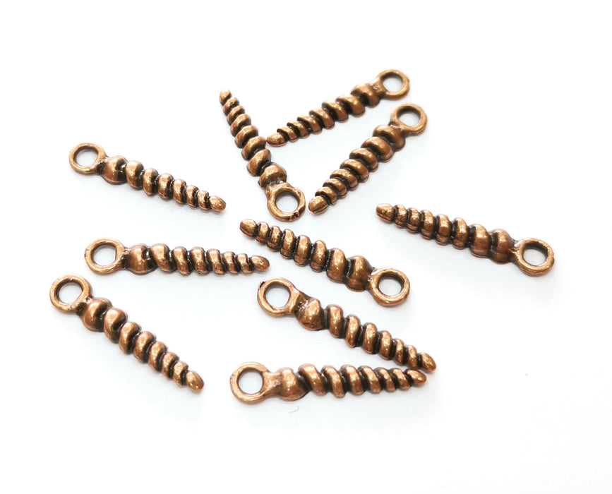 10 Copper Twisted Spike Charms Antique Copper Plated Charms (25x5mm) G18738