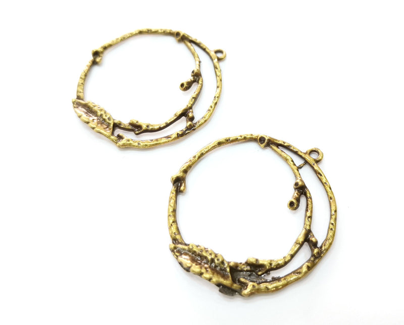 2 Antique Bronze Charms Antique Bronze Plated Charms (41x36mm)  G18745