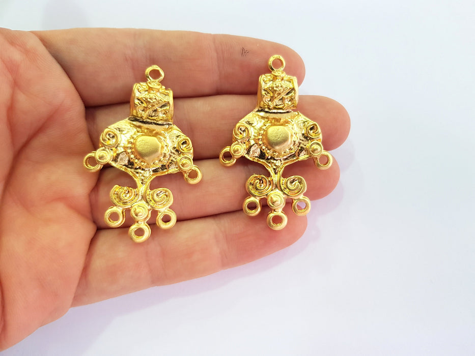 2 Gold Charms Gold Plated Charms  (47x31mm)  G18281