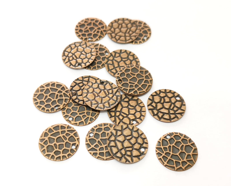 20 Copper Charms Antique Copper Plated Charms (16mm)  G18748