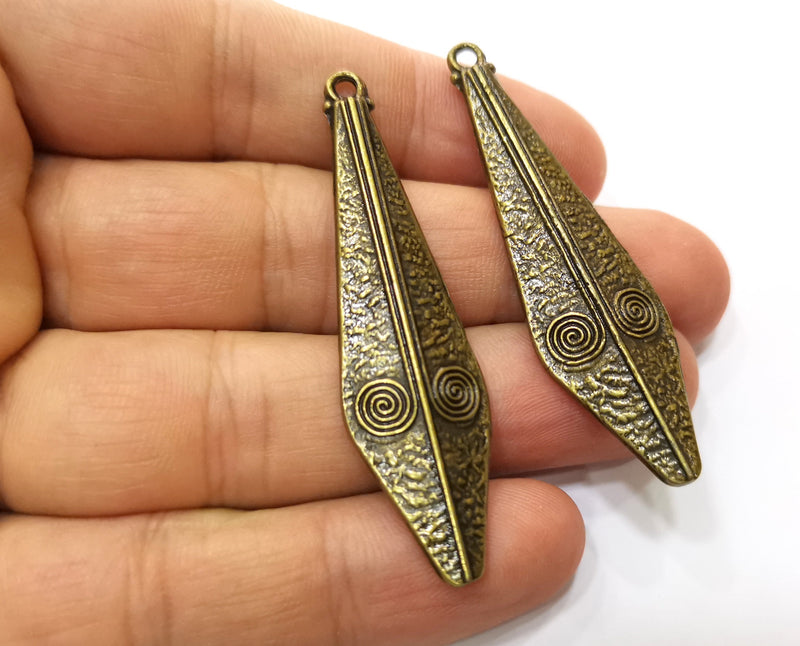 2 Bronze Charms Antique Bronze Plated Charms (57x15mm) G18283