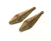 2 Bronze Charms Antique Bronze Plated Charms (57x15mm) G18283
