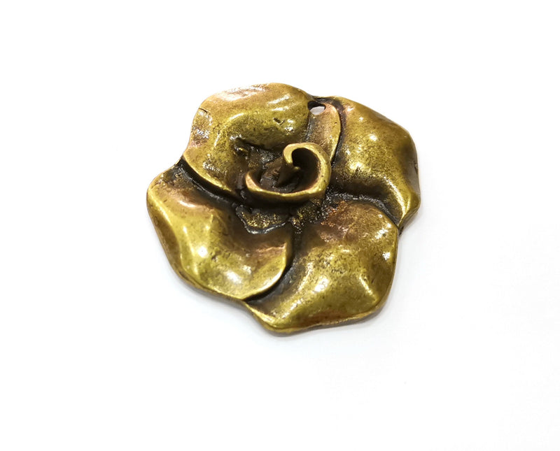 2 Rose Charms Antique Bronze Plated Charms (38x35mm)  G18288
