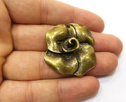 2 Rose Charms Antique Bronze Plated Charms (38x35mm)  G18288