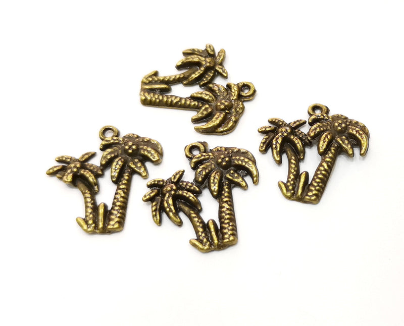 10 Palm Tree Charms Antique Bronze Plated Charms (20mm)  G18290