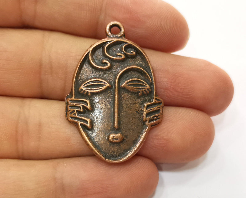 2 Copper Curved Charms Antique Copper Plated Charms (39x27mm)  G18750