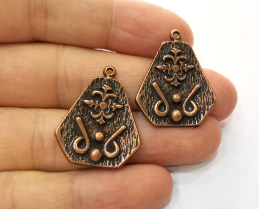 2 Copper Charms Antique Copper Plated Charms (29x24mm)  G18751