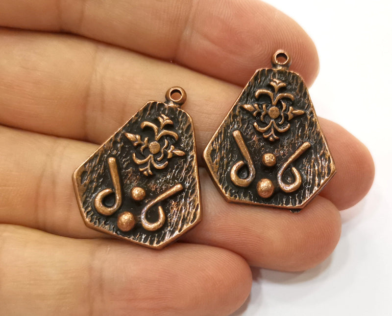 2 Copper Charms Antique Copper Plated Charms (29x24mm)  G18751