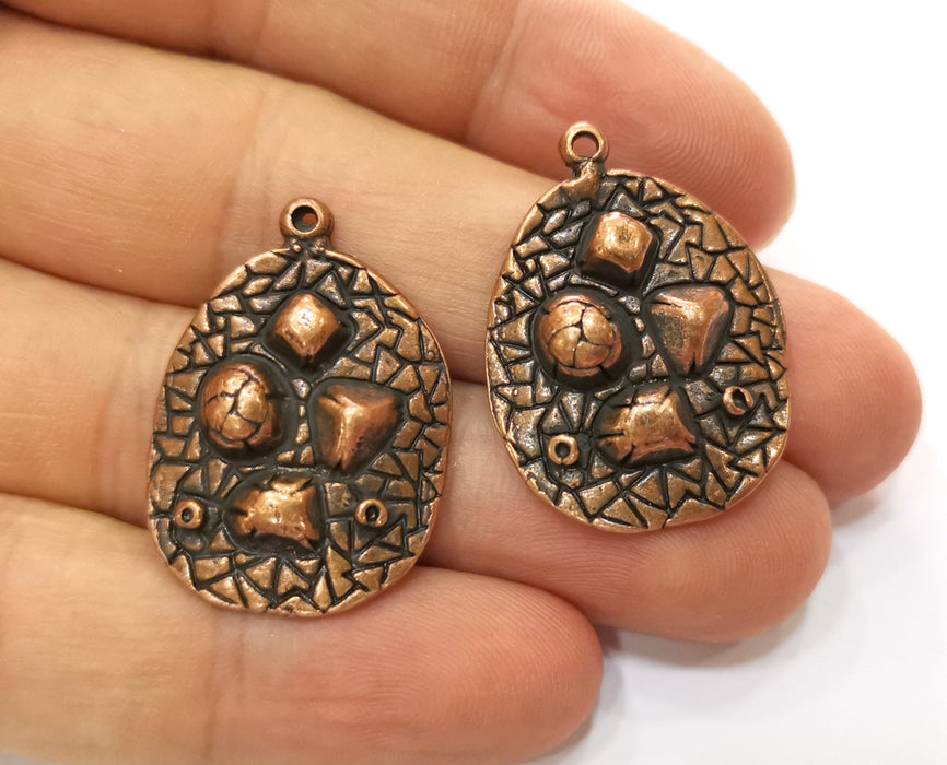 2 Copper Charms Antique Copper Plated Charms (30x22mm)  G18752