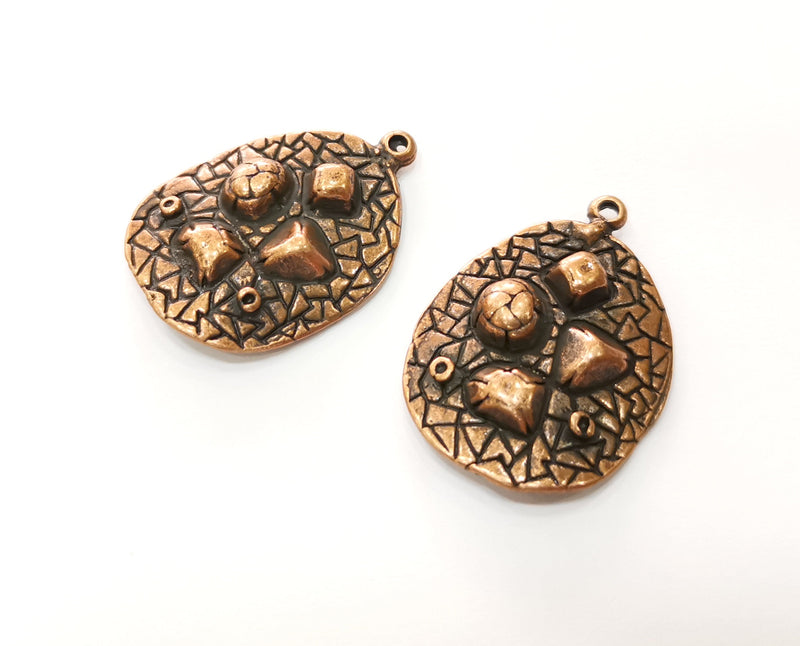 2 Copper Charms Antique Copper Plated Charms (30x22mm)  G18752