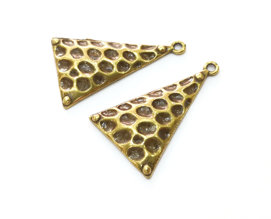 4 Hammered Triangle Charms Antique Bronze Plated Charms (35x21mm)  G18755