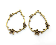 2 Flower Charms Antique Bronze Plated Charms (44x32mm)  G18760