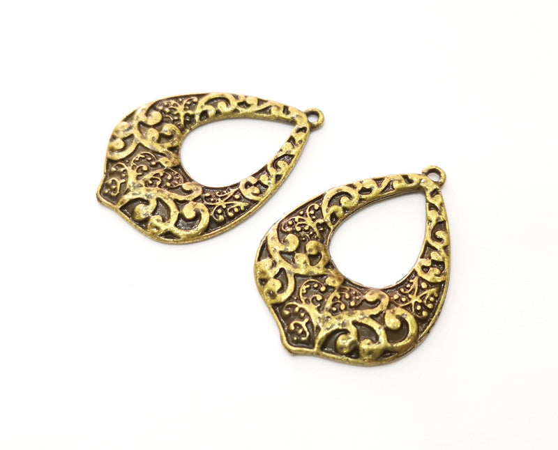 2 Antique Bronze Charms Antique Bronze Plated Charms (37x26mm)  G18776