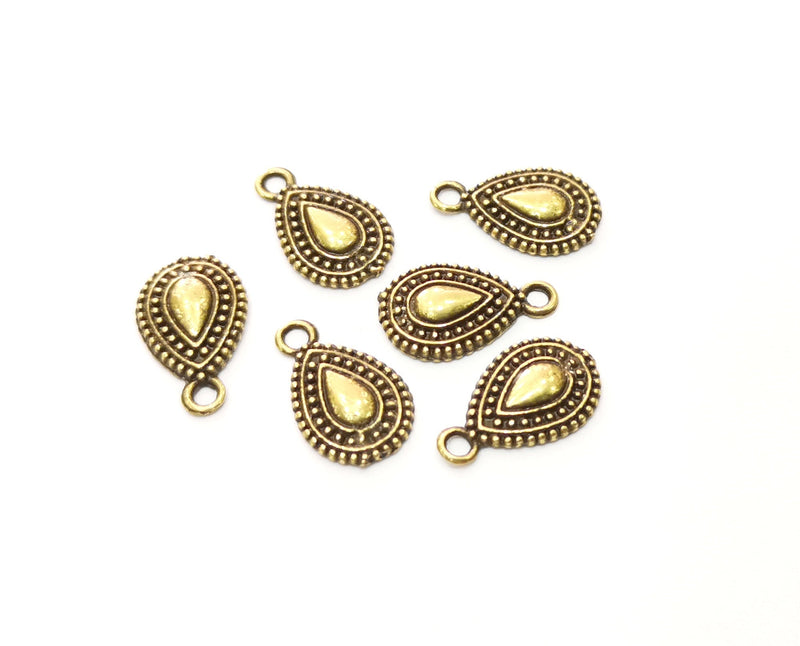 10 Teardrop Charms Antique Bronze Plated Charms (16x10mm)  G18778