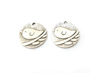 4  Silver Bird, Branch Charms Antique Silver Plated Charms (23mm) G18296