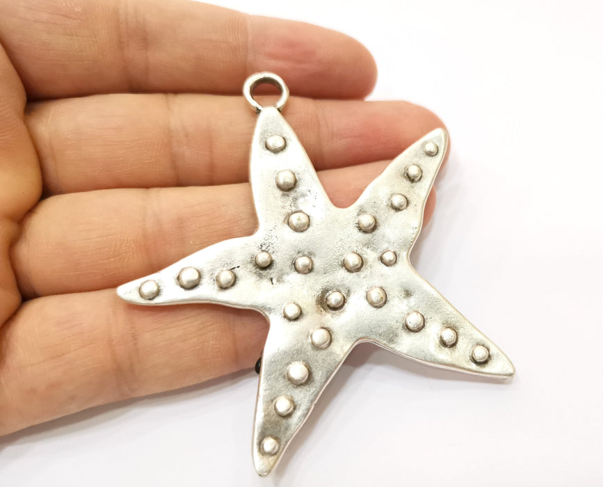 Silver Starfish Charms Antique Silver Plated Charms (72x68mm) G18299