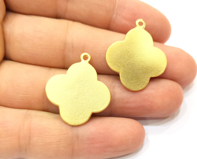 2 Gold Clover Charms Gold Plated Charms  (28x25mm)  G18301