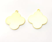 2 Gold Clover Charms Gold Plated Charms  (28x25mm)  G18301