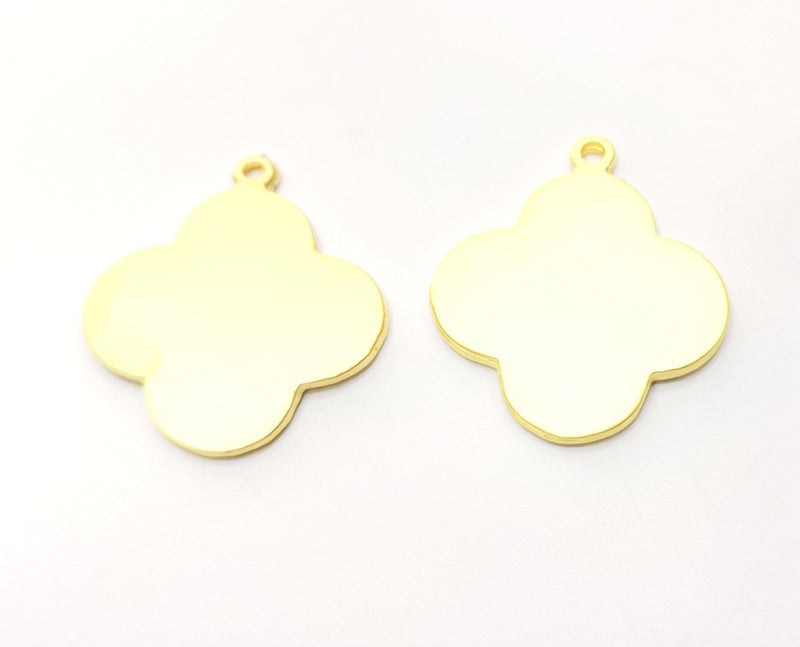 2 Gold Clover Charms Gold Plated Charms  (28x25mm)  G18301