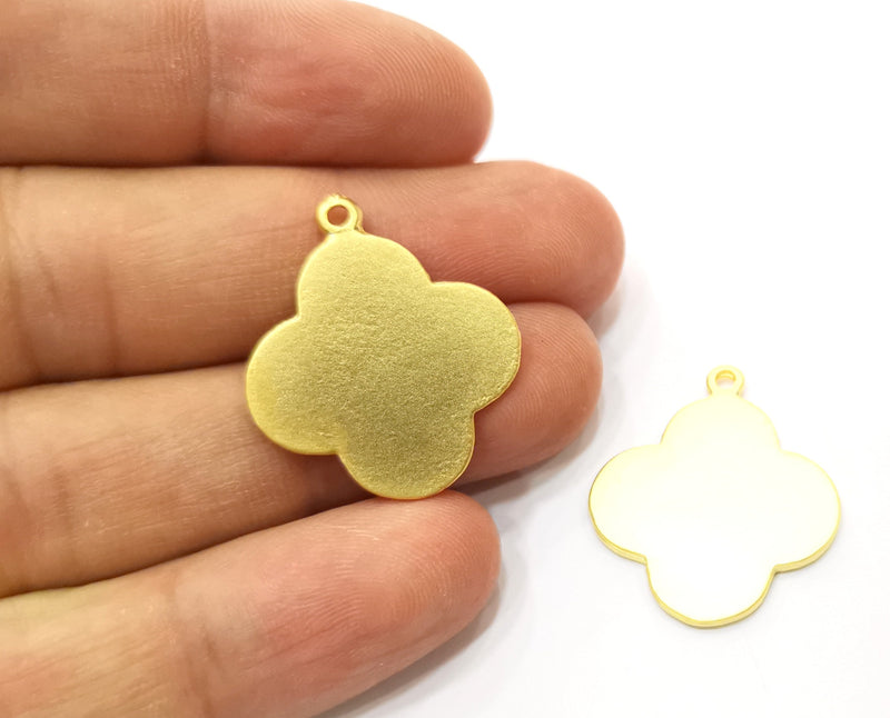 2 Gold Clover Charms Gold Plated Charms  (28x25mm)  G18301
