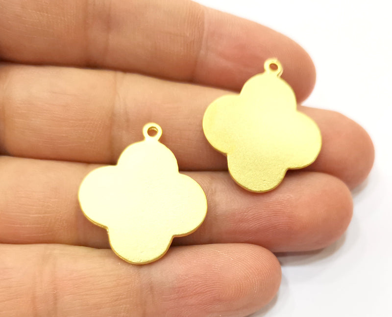2 Gold Clover Charms Gold Plated Charms  (28x25mm)  G18301