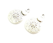 2 Silver Charms Antique Silver Plated Charms (33x22mm)  G18310
