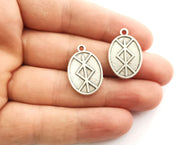 5 Silver Charms Antique Silver Plated Charms (26x17mm)  G18311