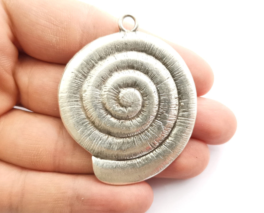 Silver Ammonite Charms Antique Silver Plated Charms (59x47mm)  G18312