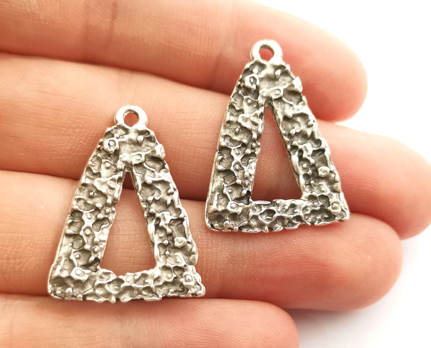 4 Silver Charms Antique Silver Plated Charms (31x23mm)  G18316