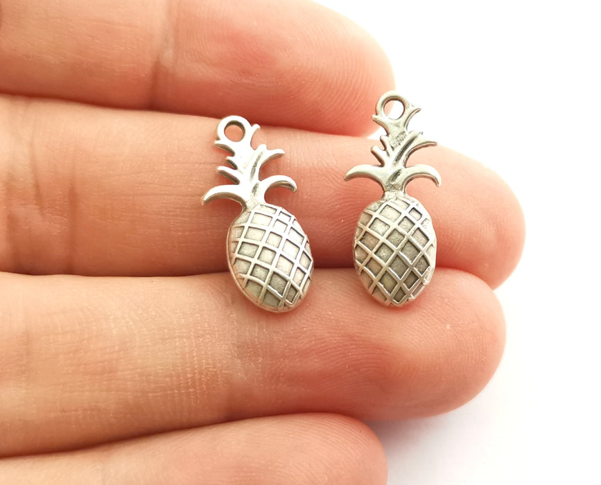 5 Pineapple Charms Antique Silver Plated Charms (22x9mm) G18317