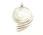 2 Silver Ammonite Charms Antique Silver Plated Charms (48x34mm)  G18320