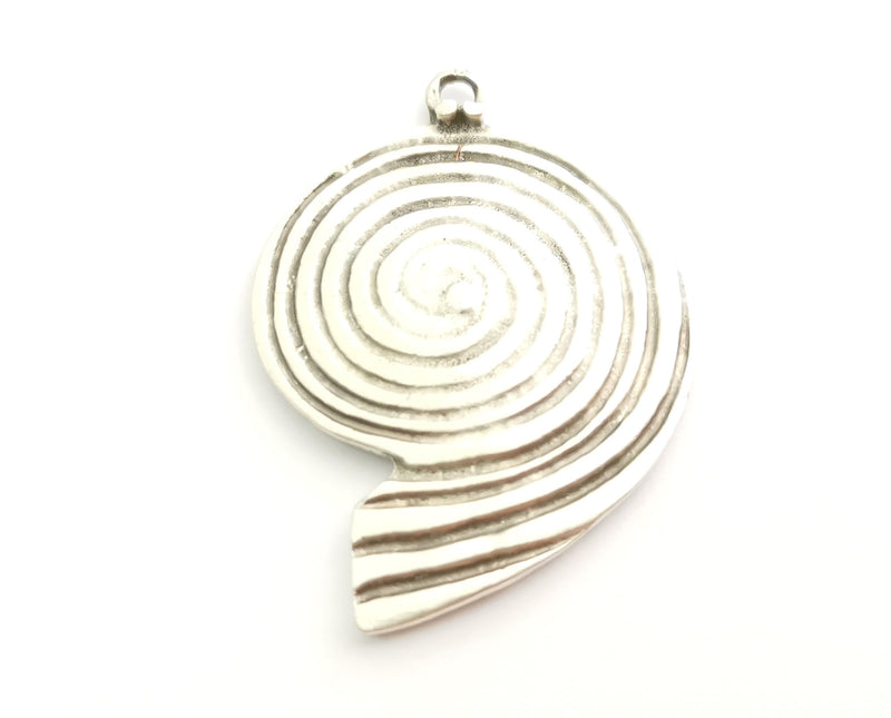 2 Silver Ammonite Charms Antique Silver Plated Charms (48x34mm)  G18320