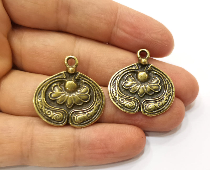 2 Antique Bronze Charm Antique Bronze Plated Charm (28x27mm) G18784